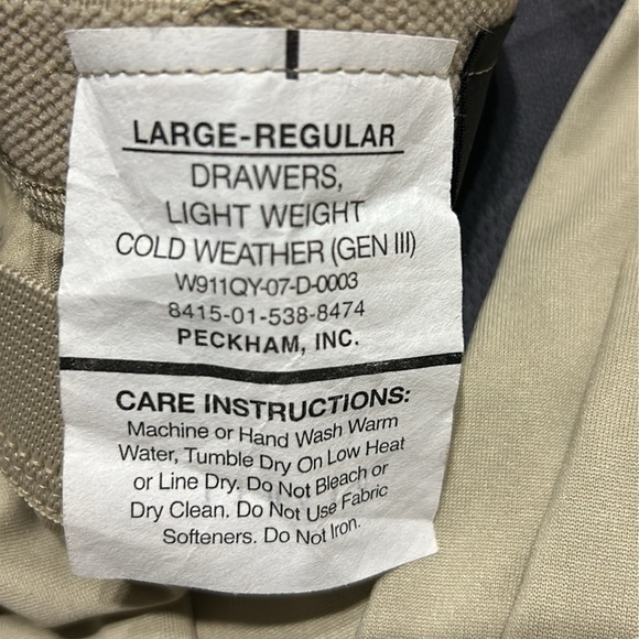 New set of ECWCS light weight long underwear. Men's Large. Never  worn. - Picture 3 of 7